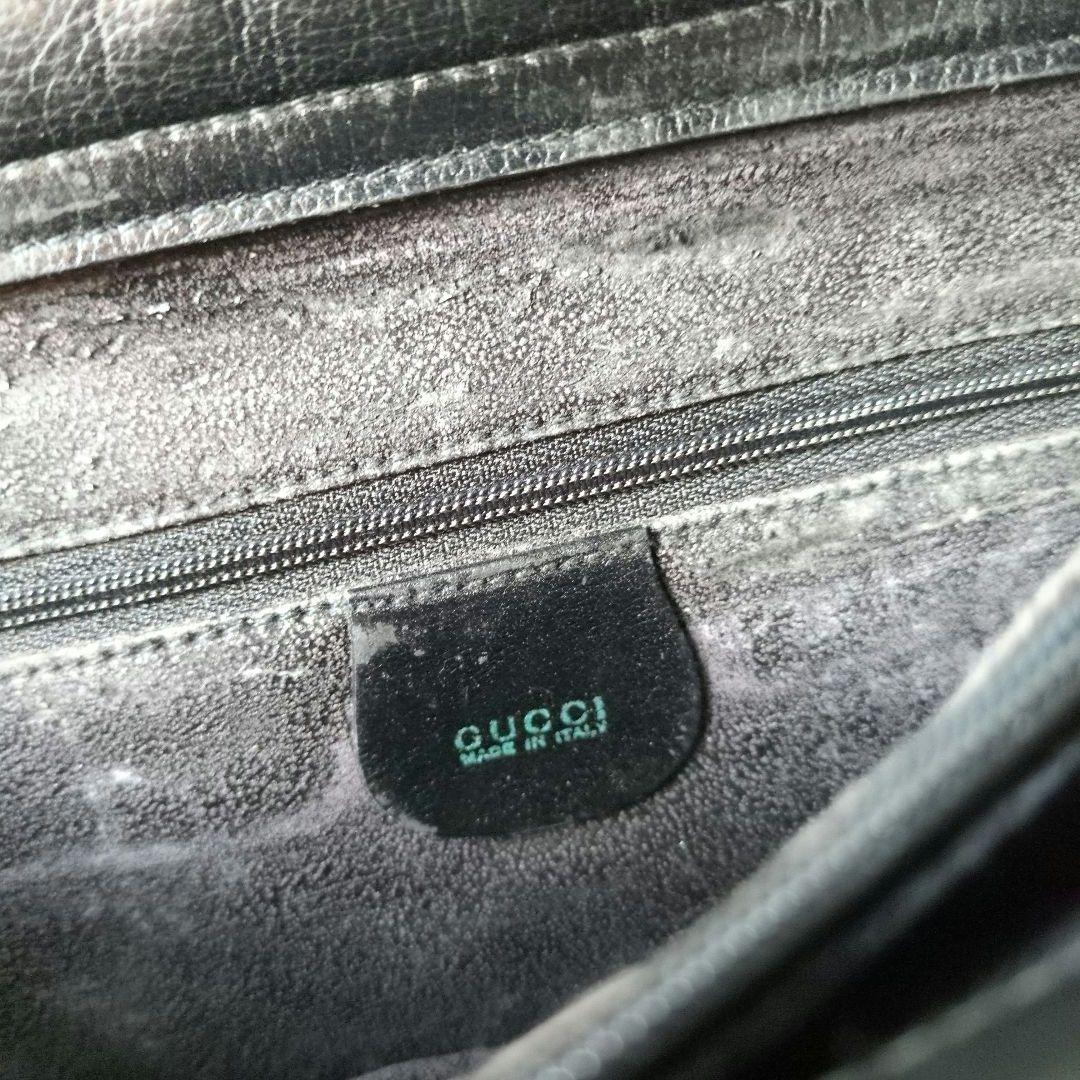 GUCCI 黒 レザー ビジネスバッグ バンブーハンドル