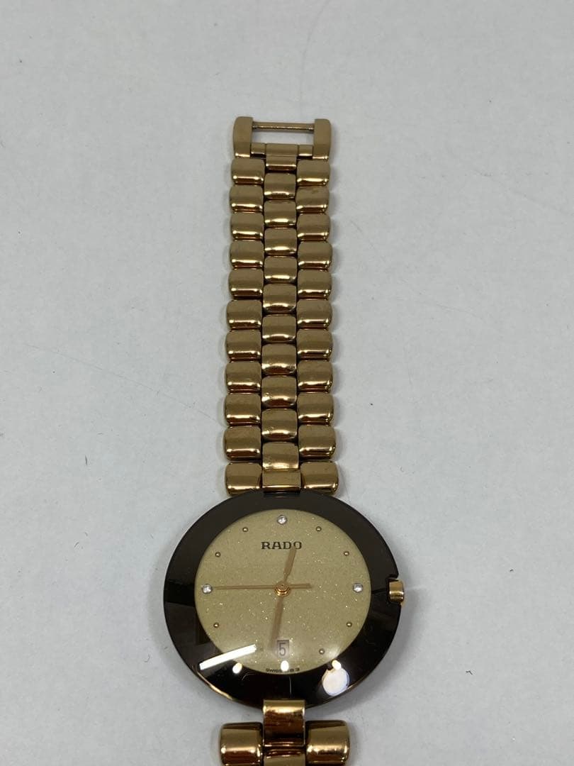 RADO ラドー　ブラック　ゴールド クォーツデイト　腕時計　稼働品