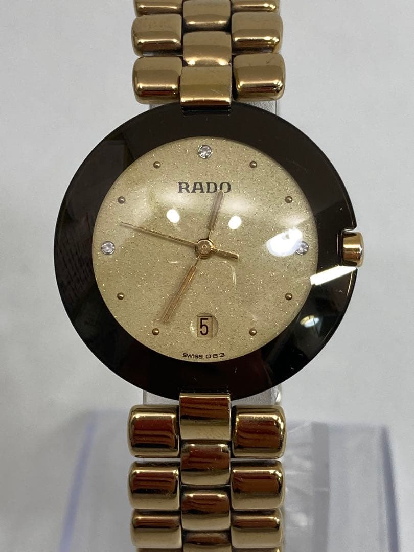 RADO ラドー　ブラック　ゴールド クォーツデイト　腕時計　稼働品