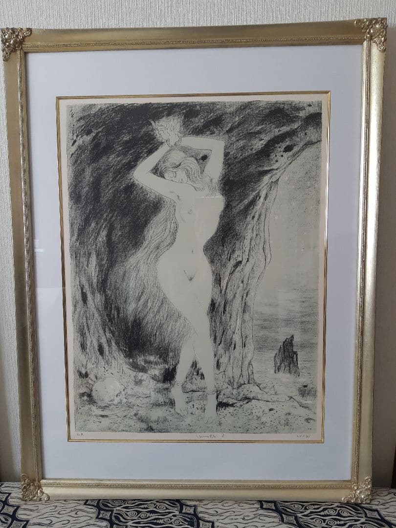 古沢岩美 【アンドロメダ 】リトグラフ E.A ギリシャ神話 額装 希少