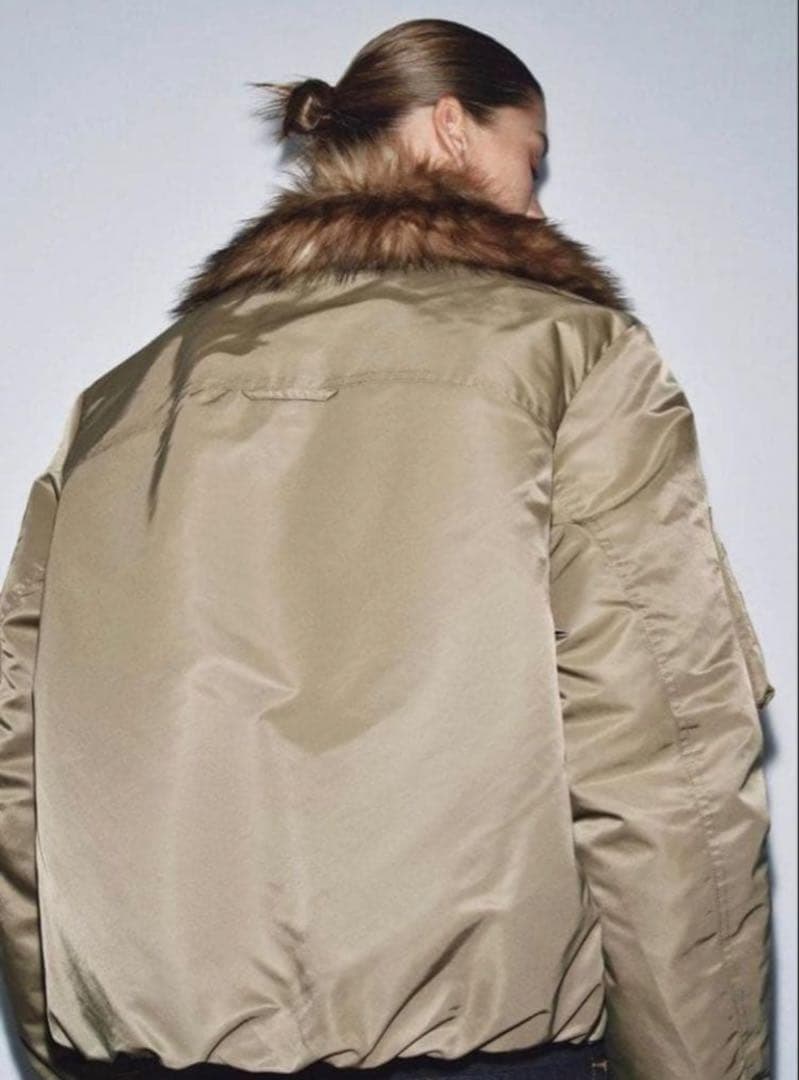 ZARA フェイクファー襟 ボンバージャケット ZW COLLECTION M