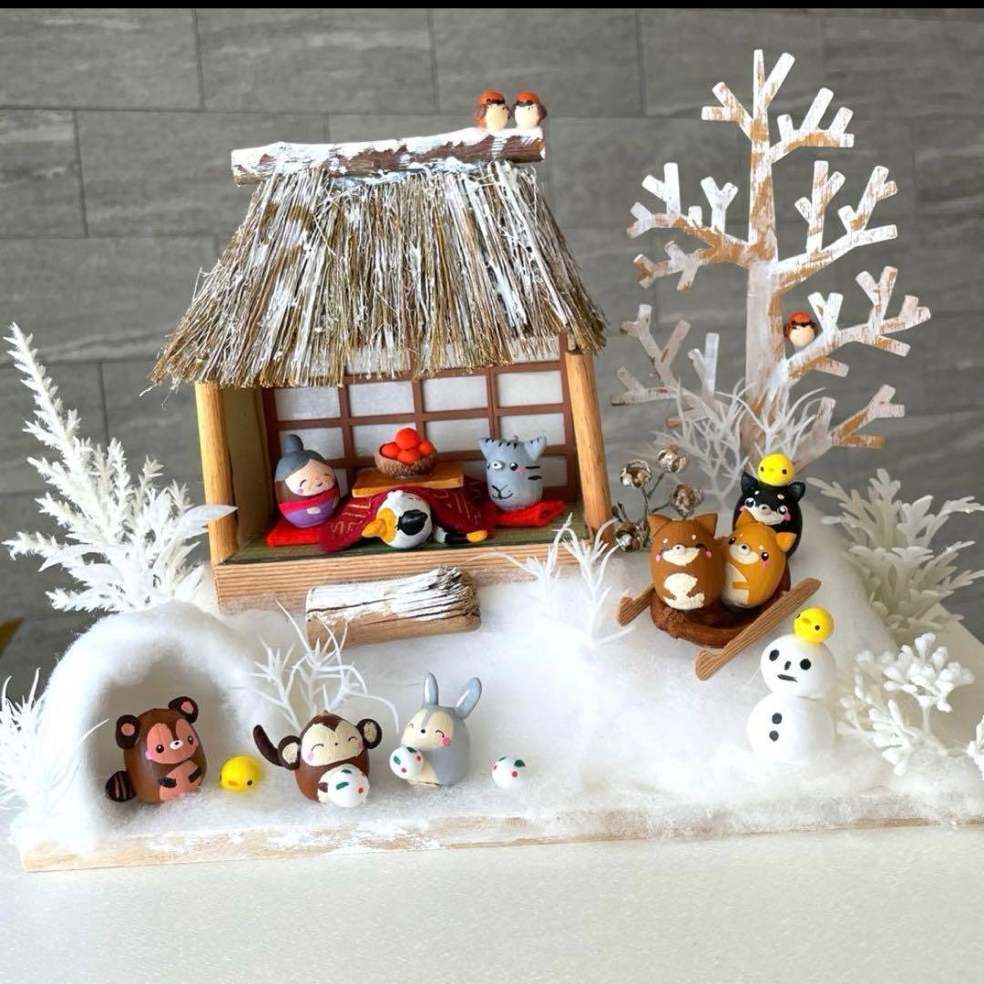 どんぐりアート　マシュマロページ　七福神のオブジェ