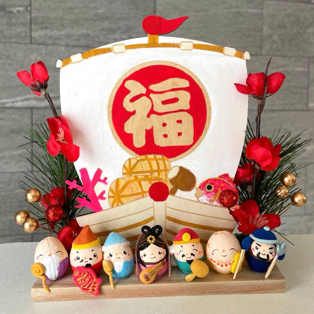 どんぐりアート　マシュマロページ　七福神のオブジェ