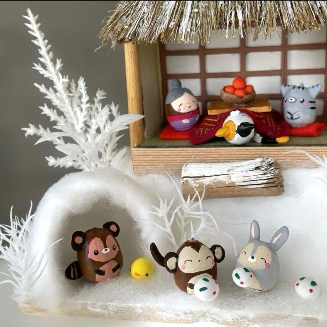 どんぐりアート　マシュマロページ　七福神のオブジェ