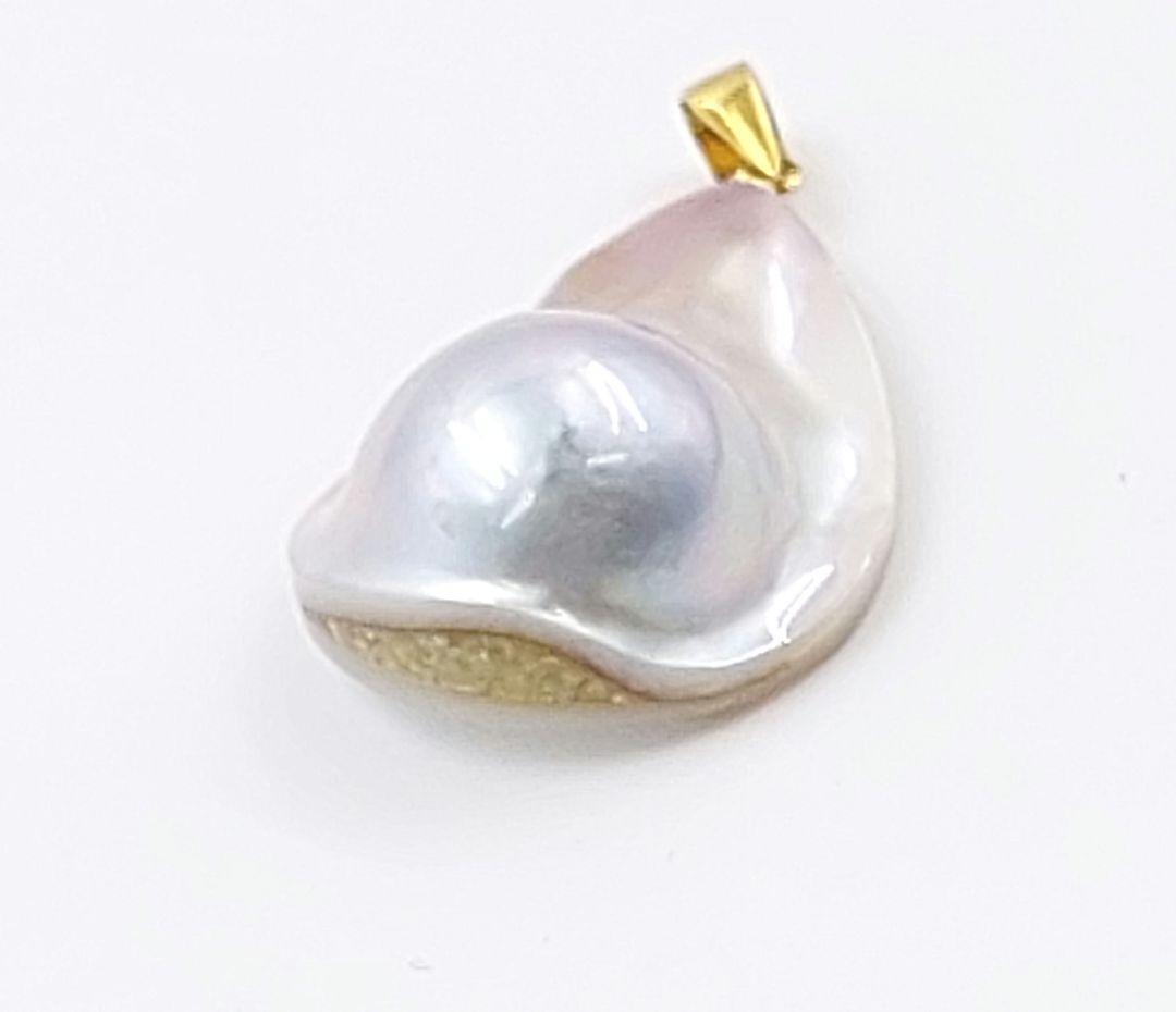 K18 マベパール ネックレストップ 本真珠 ティアドロップ 雫型