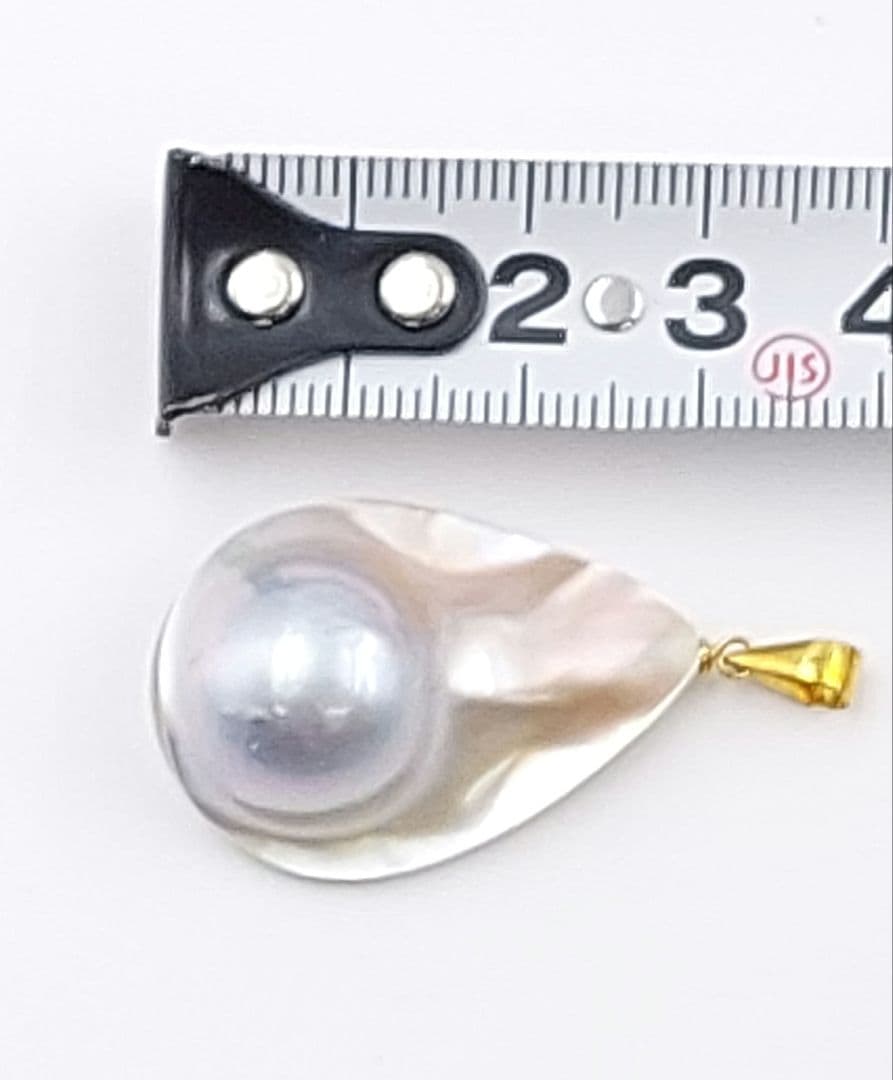 K18 マベパール ネックレストップ 本真珠 ティアドロップ 雫型