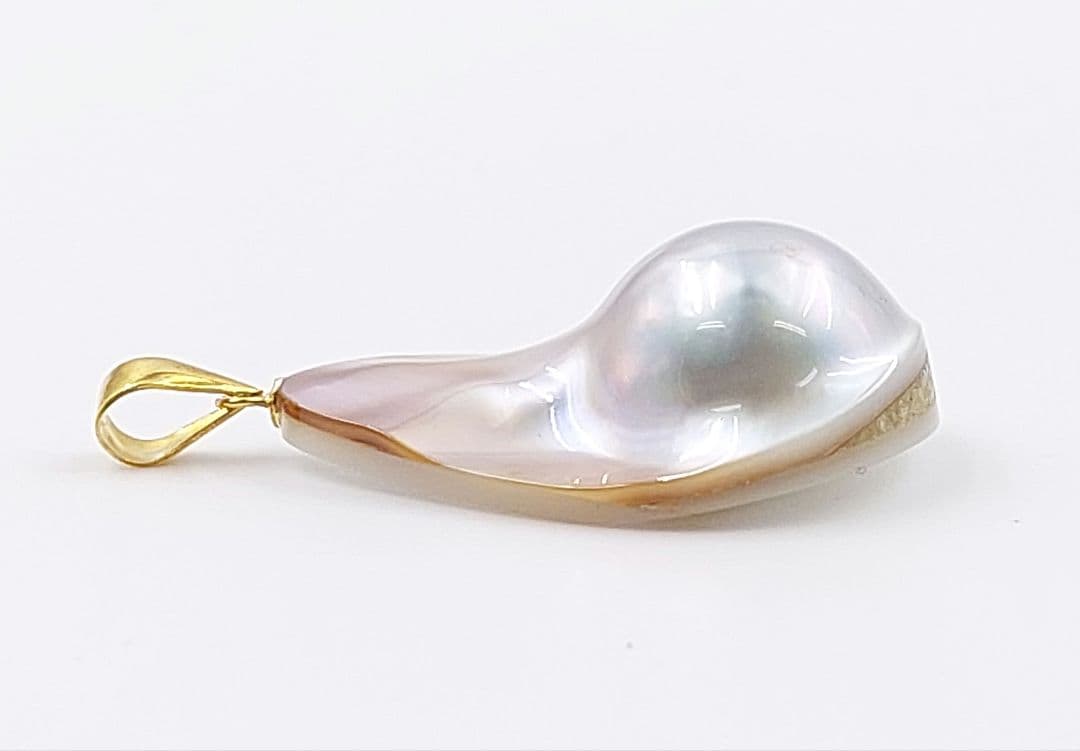 K18 マベパール ネックレストップ 本真珠 ティアドロップ 雫型