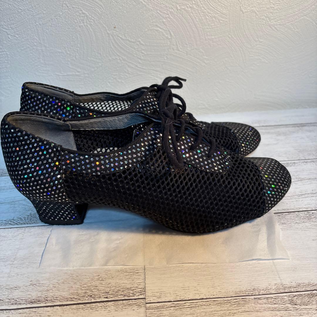 黒 スパンコール付き ダンスシューズ 女性用