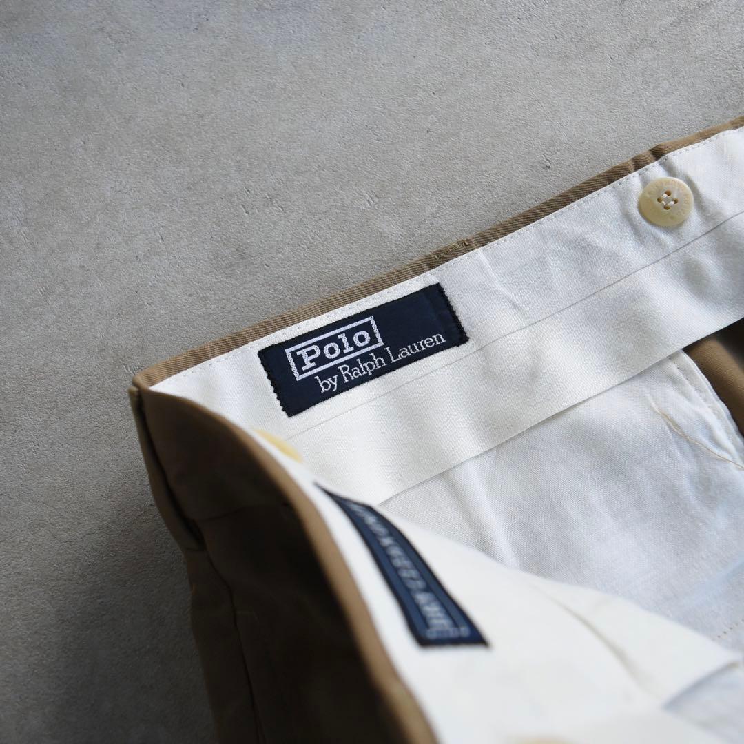 90s ラルフローレン ギャバジンウール ツータックスラックス W35 L30