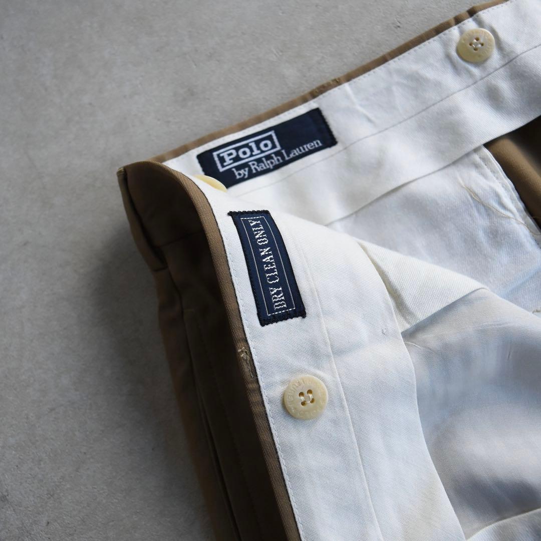 90s ラルフローレン ギャバジンウール ツータックスラックス W35 L30