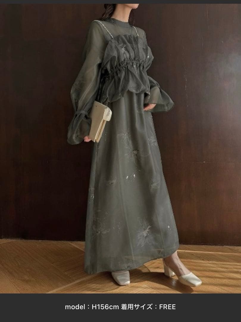 オケージョンドレス、ビスチェ付、モスグリーン【willfully】