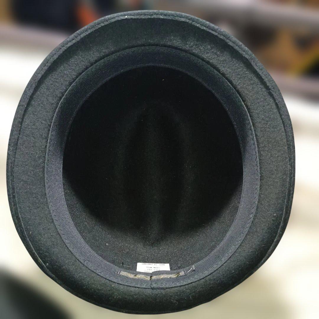 黒　フェルト　オリジナルジョン　超ショートブリム　モッズ　スキンズ　Lサイズ