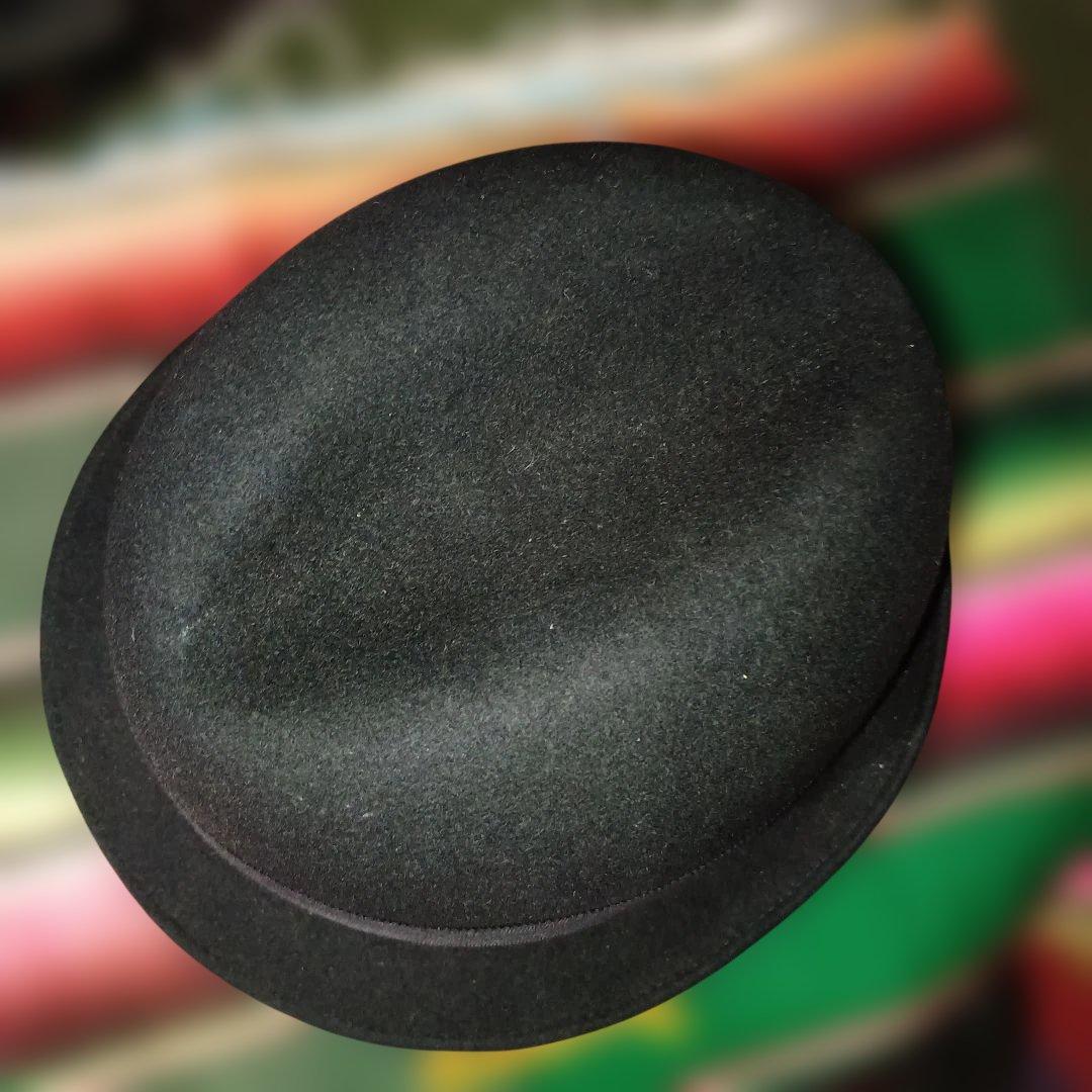 黒　フェルト　オリジナルジョン　超ショートブリム　モッズ　スキンズ　Lサイズ