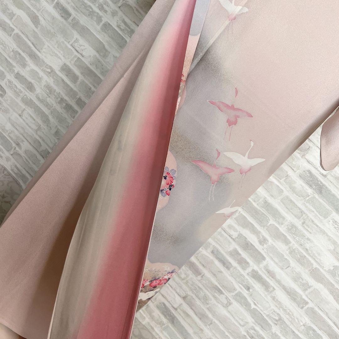 訪問着　フルセット　道長取り　飛び立つ鶴　金彩加工　入学式　卒業式　着物　I3