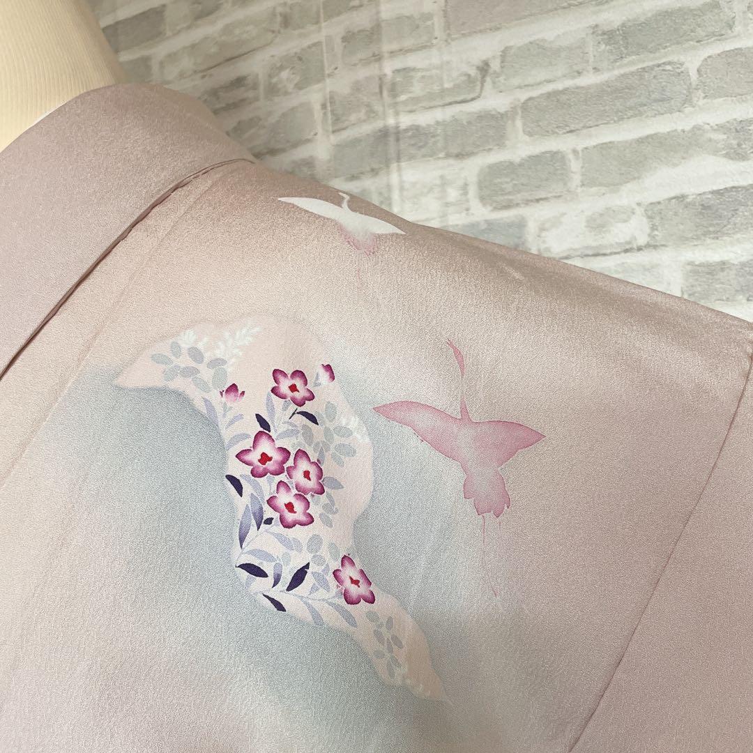 訪問着　フルセット　道長取り　飛び立つ鶴　金彩加工　入学式　卒業式　着物　I3