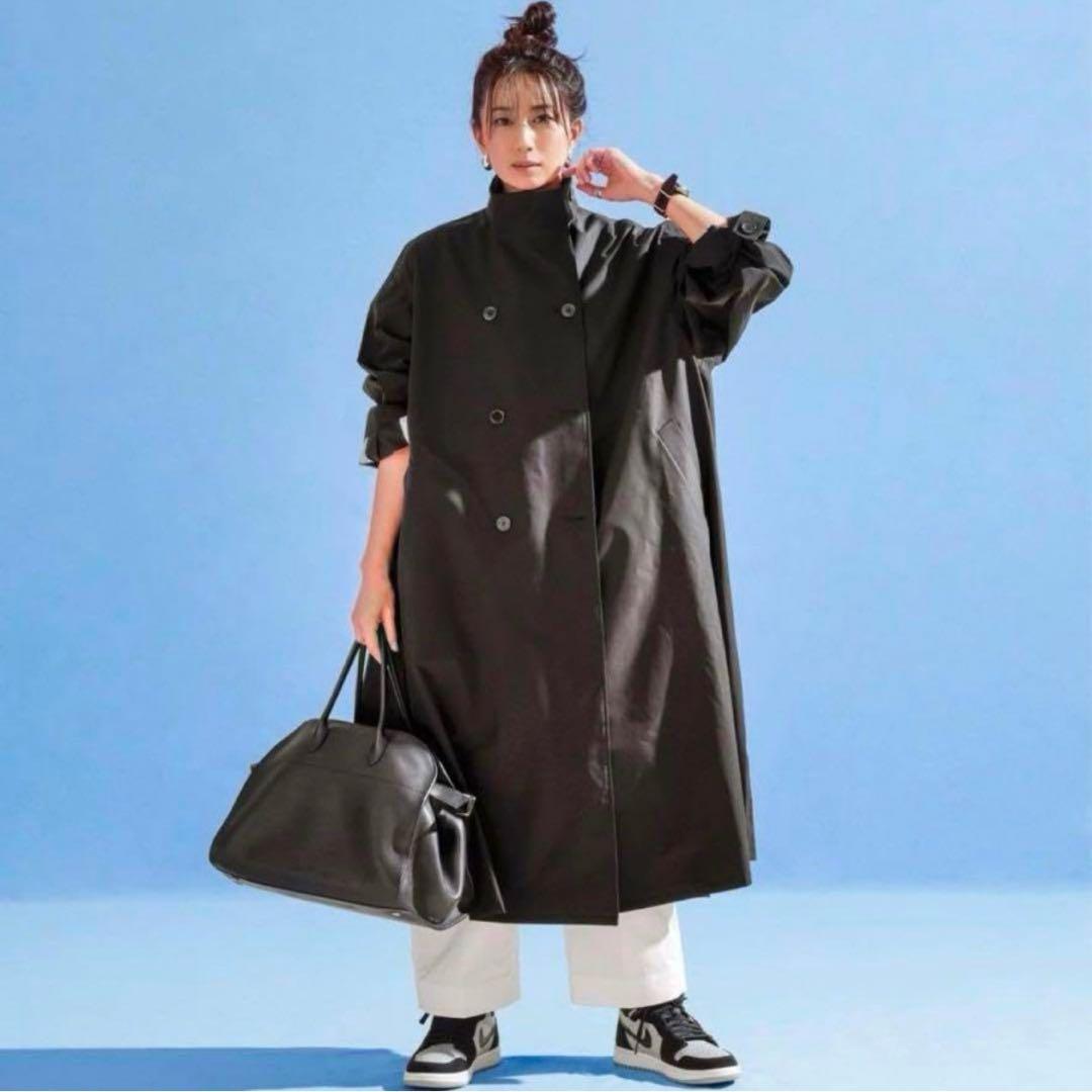 FORME 東原亜希　スタンドカラーロングコート　ブラック　1