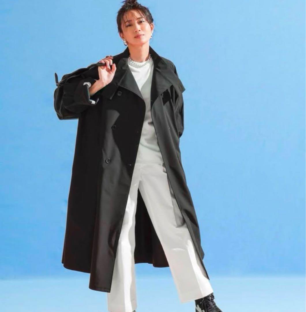 FORME 東原亜希　スタンドカラーロングコート　ブラック　1