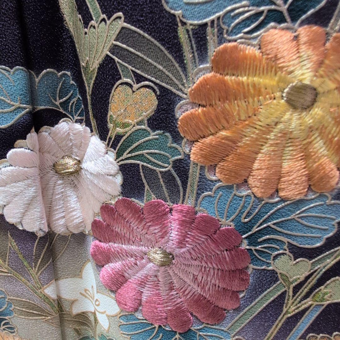 十三夜様高級正絹　紫地　金彩手刺繍　全体しつけ糸有り