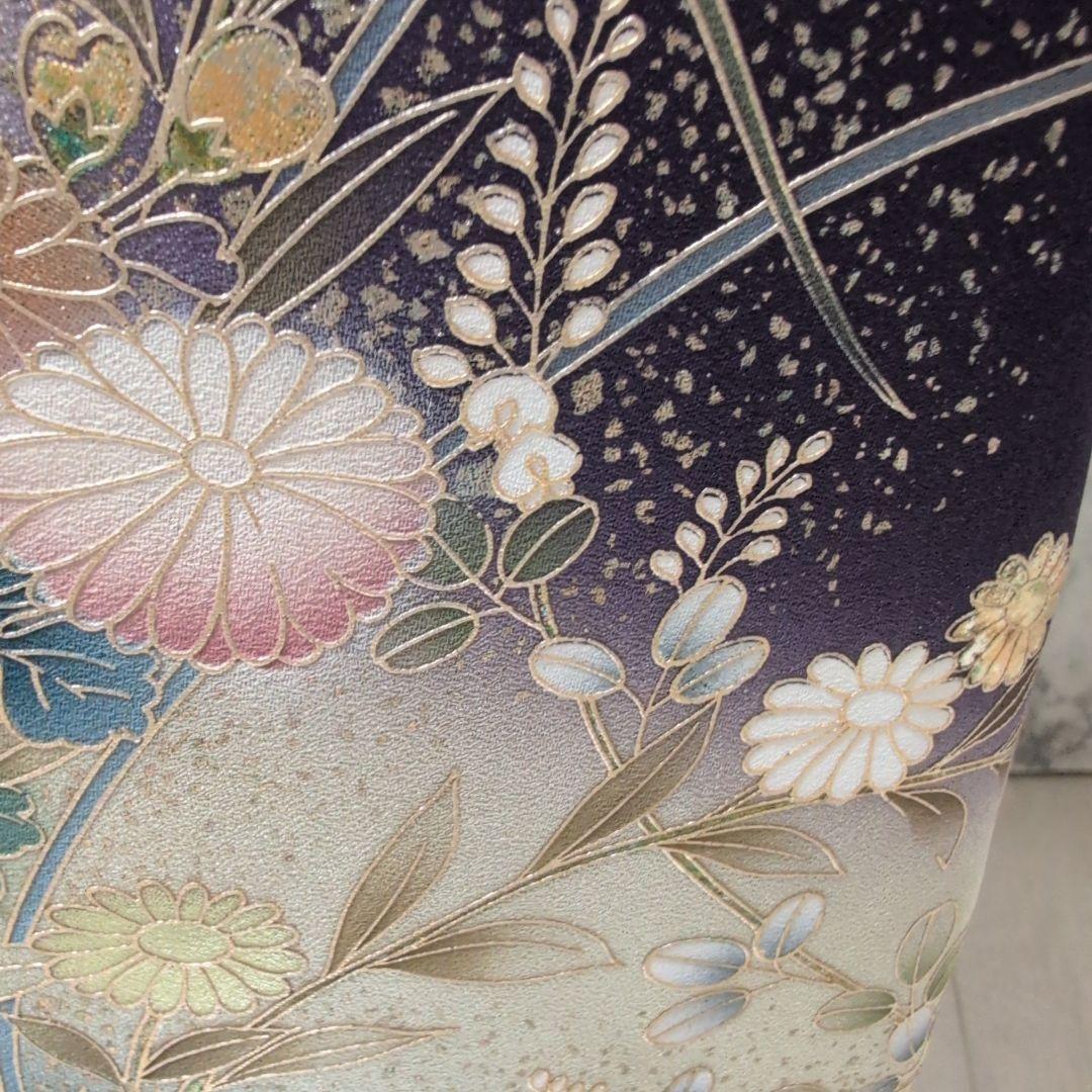 十三夜様高級正絹　紫地　金彩手刺繍　全体しつけ糸有り