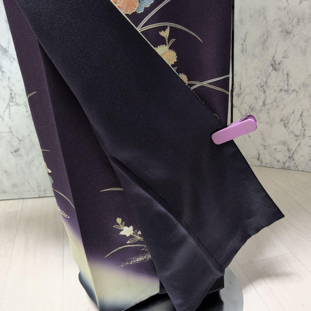 十三夜様高級正絹　紫地　金彩手刺繍　全体しつけ糸有り