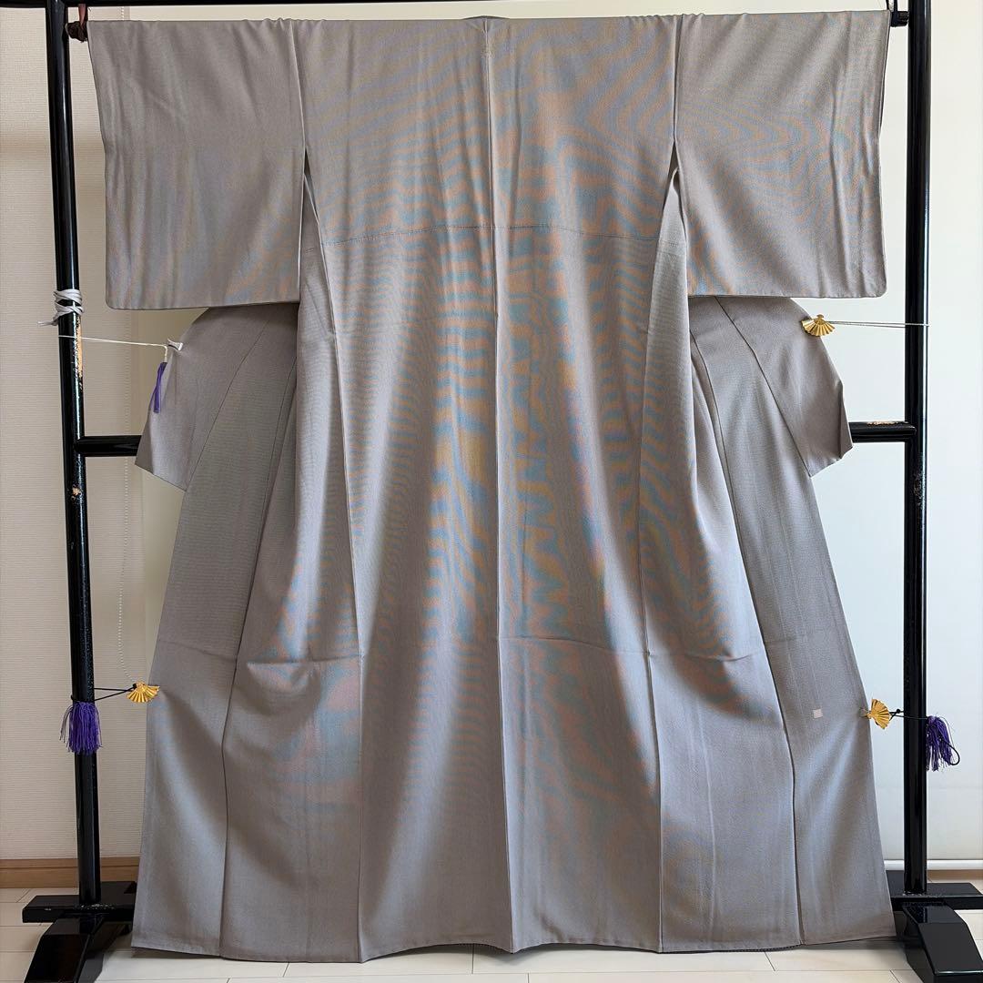 ミ*ん様 ■E5851■未使用品■正絹■江戸鼠色　万筋　江戸小紋　袷着物■丈16