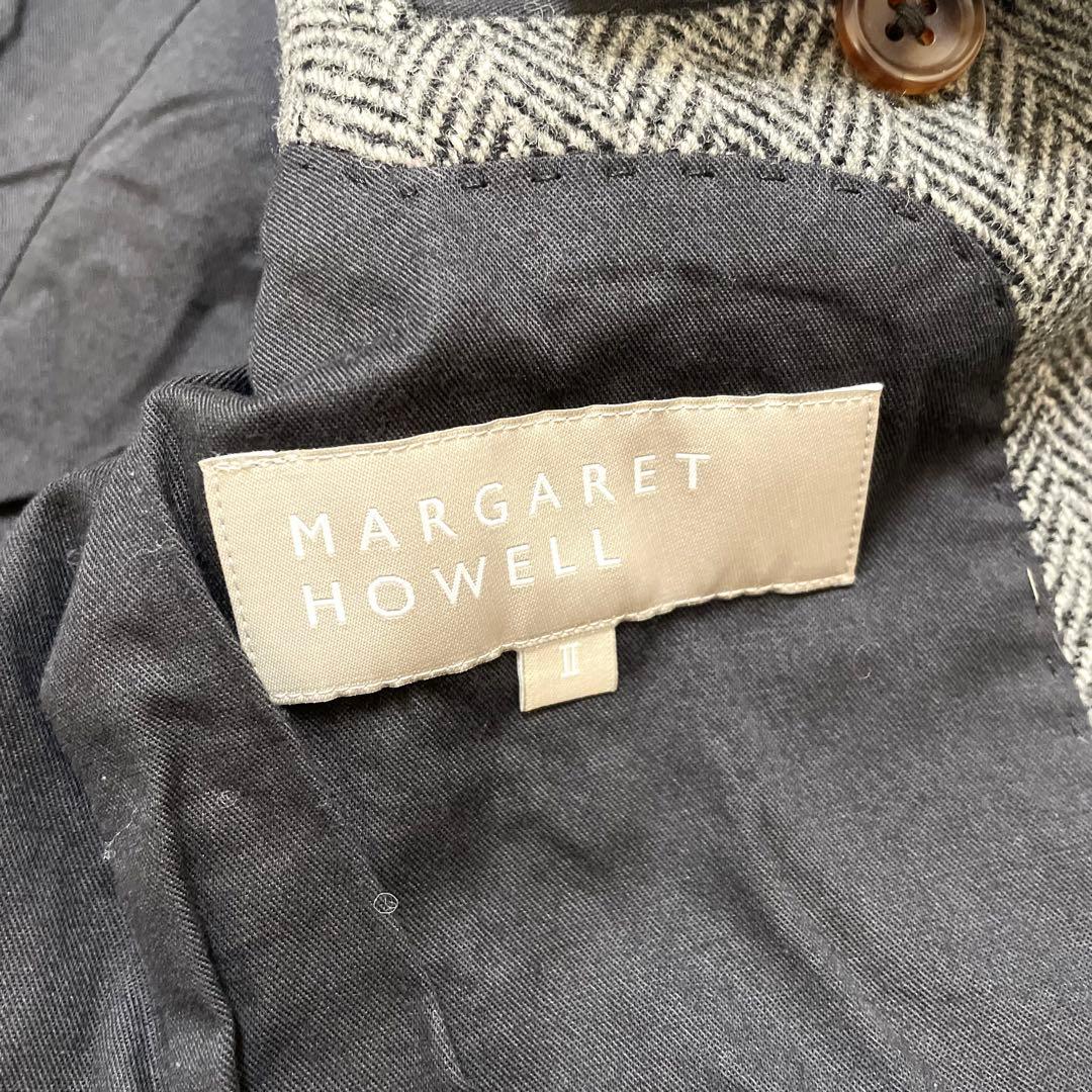美品 マーガレットハウエル ウール ヘリンボーン 2B テーラードジャケット 2