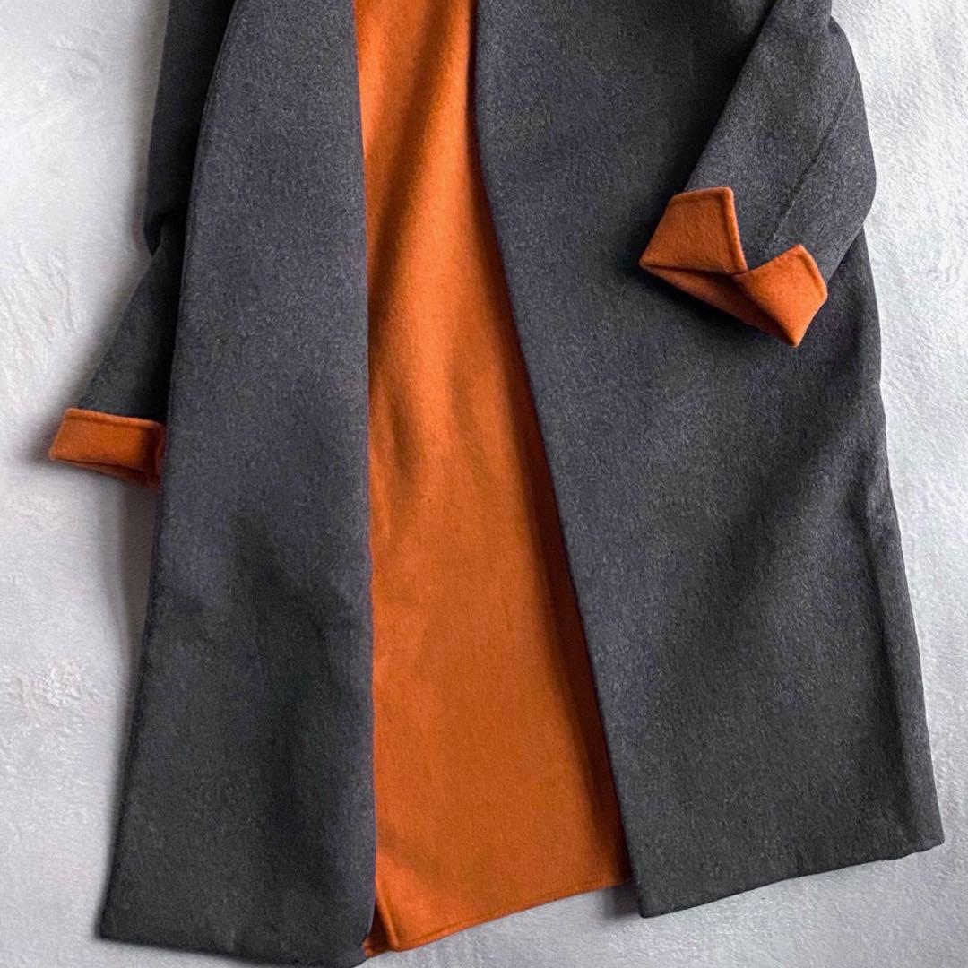 【定価約6万✨】ENFOLD ウールリバーノーカラーコート　ダブルフェイス　36