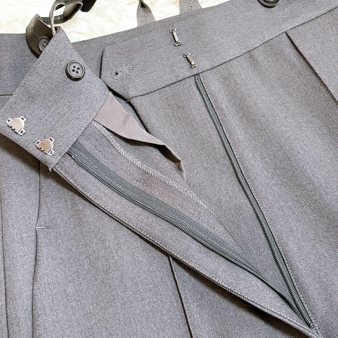 【極美品】AKTE アクテ サスペンダー付き ワイドパンツ チャコールグレー S