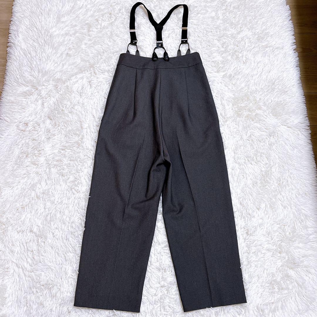 【極美品】AKTE アクテ サスペンダー付き ワイドパンツ チャコールグレー S