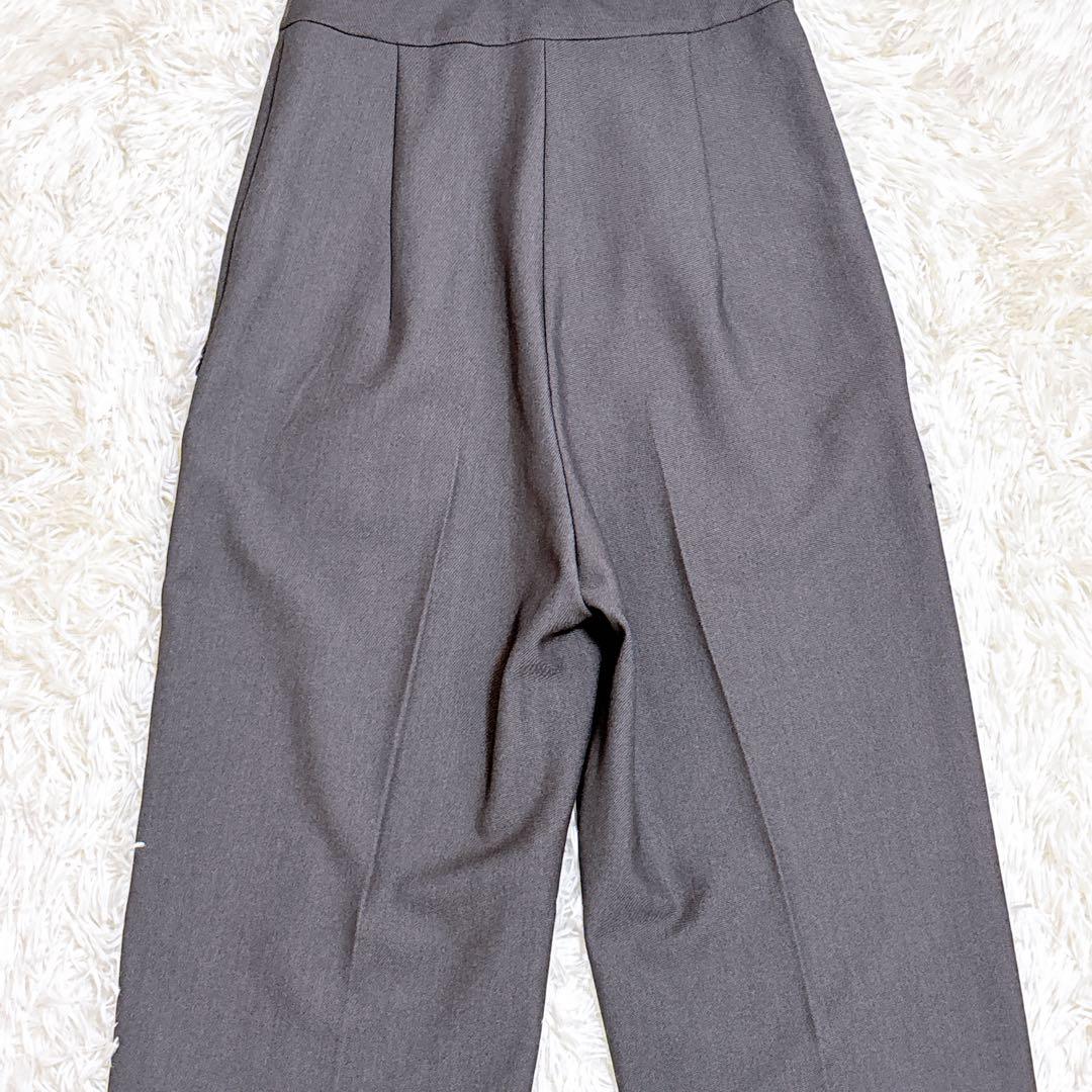 【極美品】AKTE アクテ サスペンダー付き ワイドパンツ チャコールグレー S
