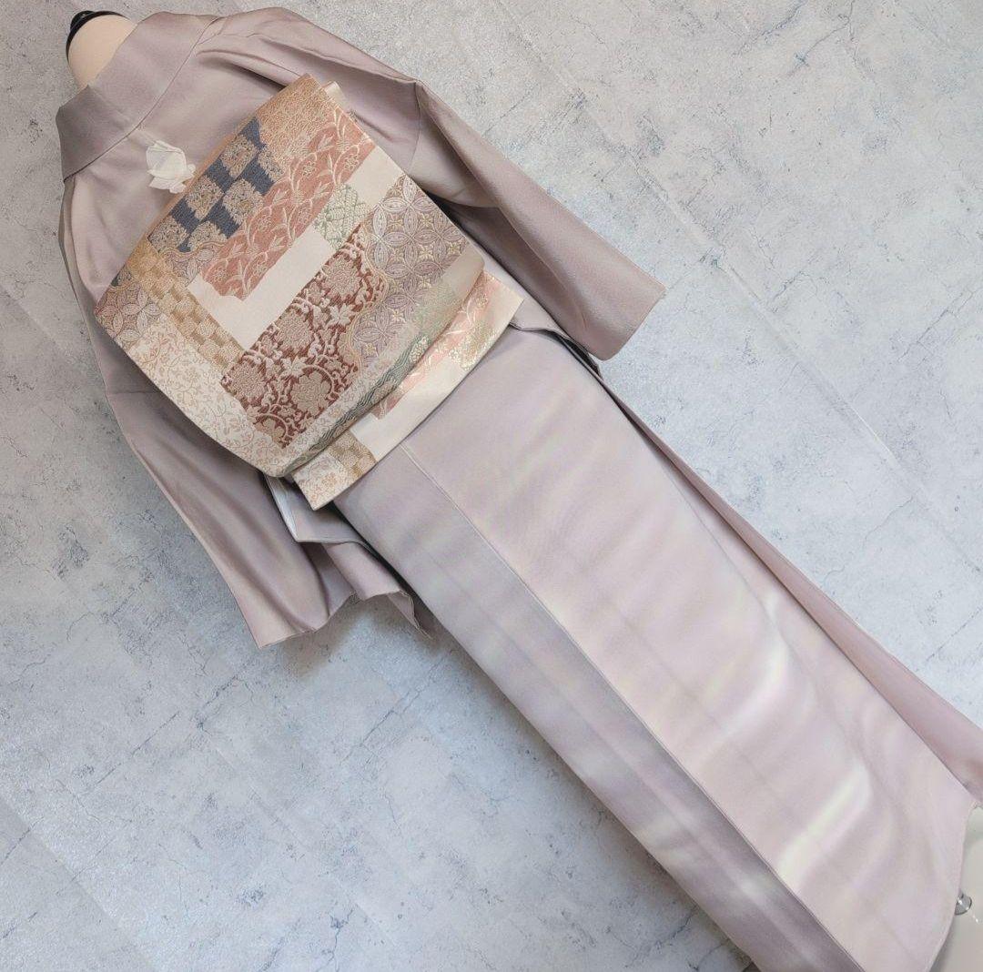 訪問着　フルセット　付け下げ　着物　正絹　まだら模様　落款　淡い　F5r