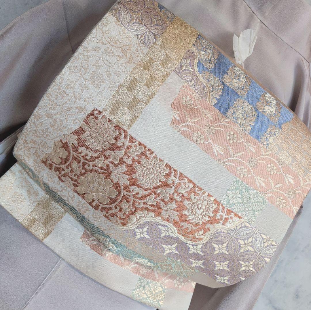 訪問着　フルセット　付け下げ　着物　正絹　まだら模様　落款　淡い　F5r