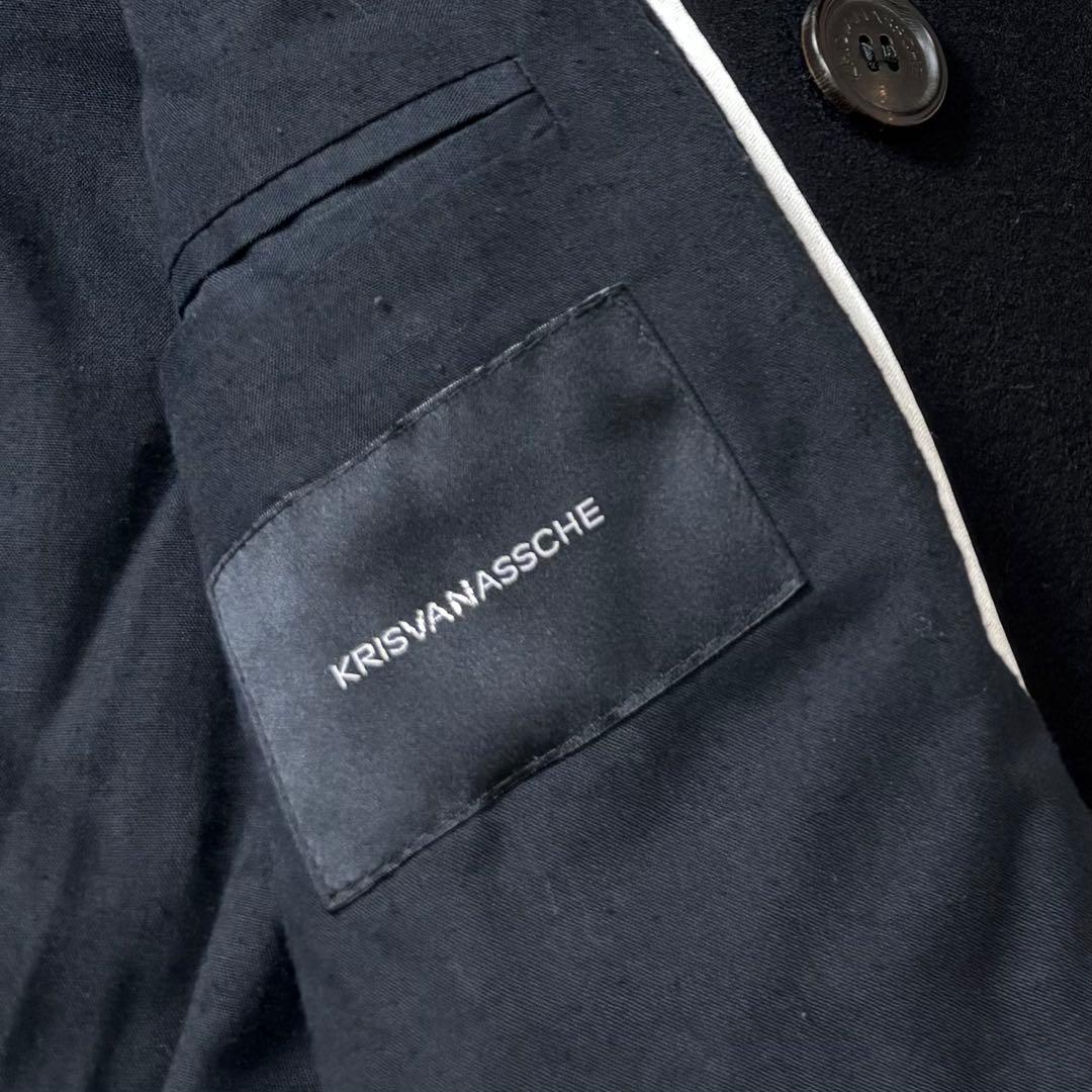 美品 高級 カシミヤ混 KRIS VAN ASSCHE ピーコート ブラック