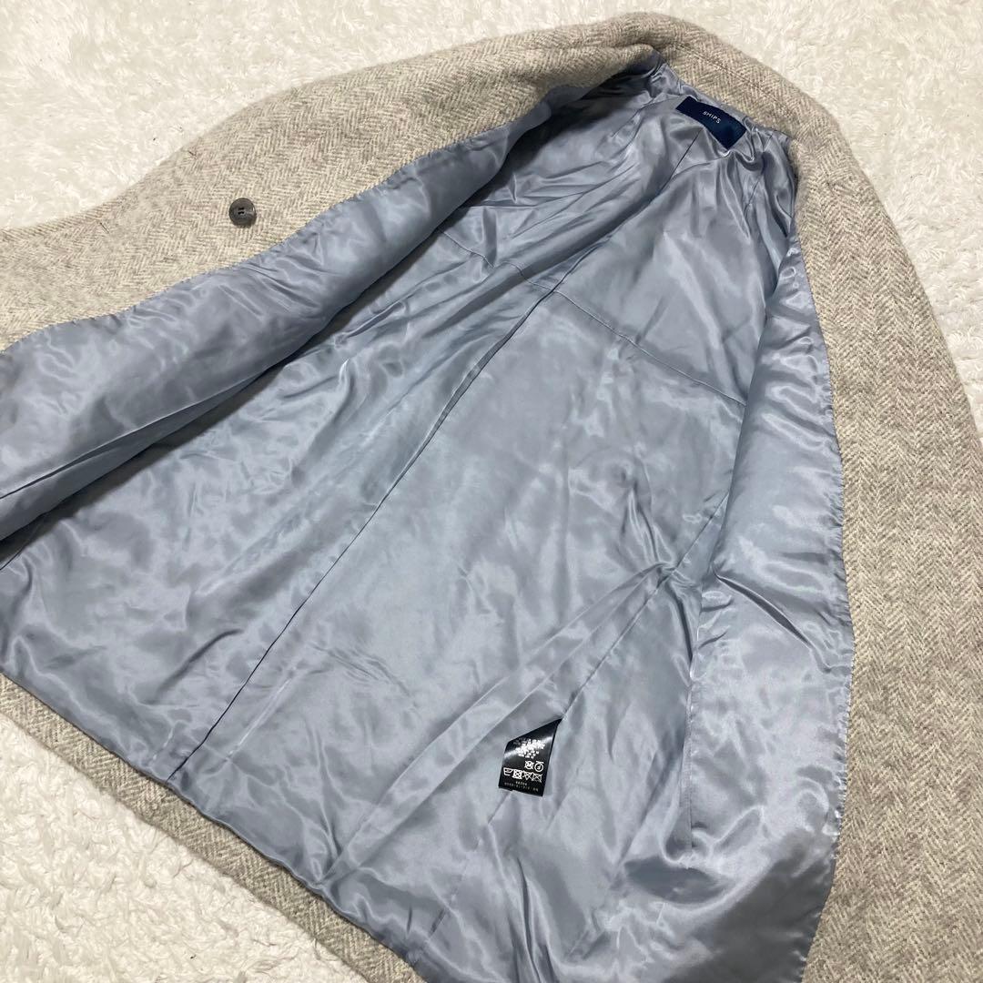 SHIPS ダブルブレスト ピーコート ツイード ヘリンボーン コクーン 36