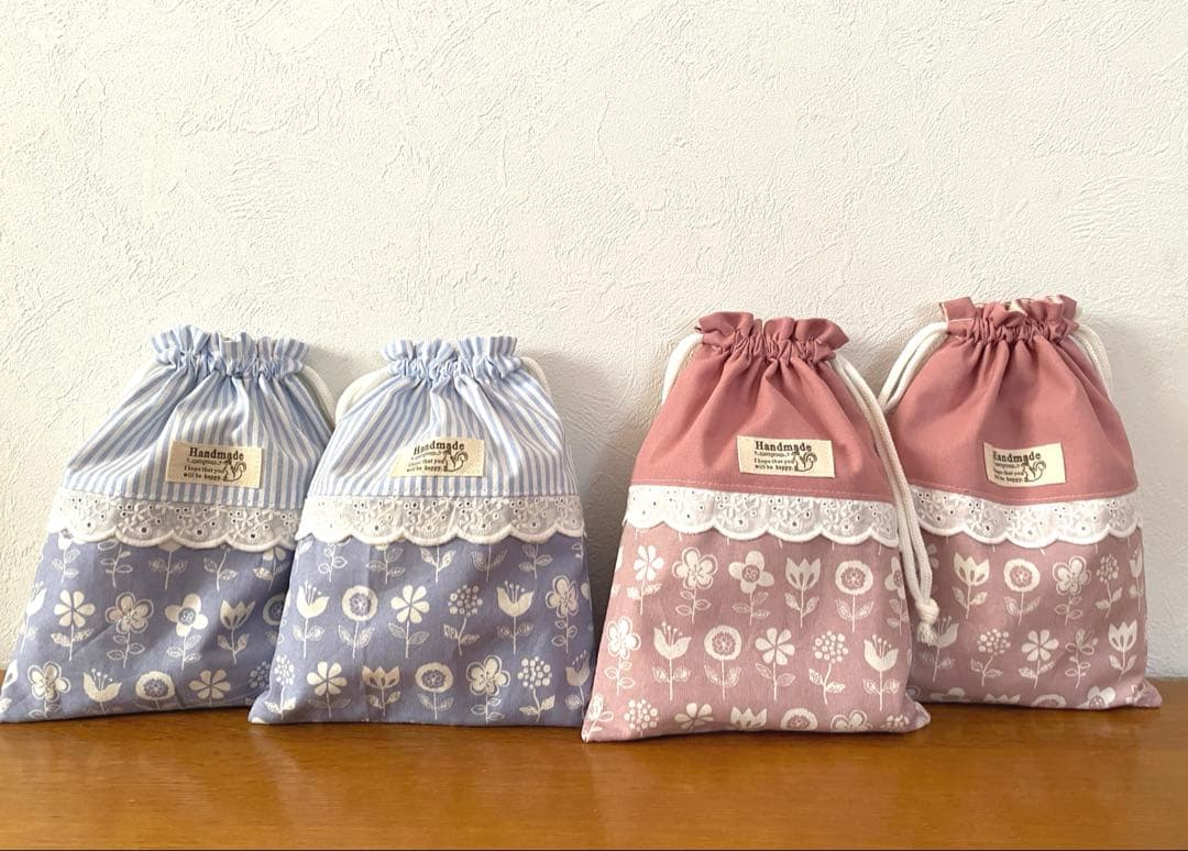 リクエスト品　ハンドメイド　入園入学準備　8点セット　手書き風花柄