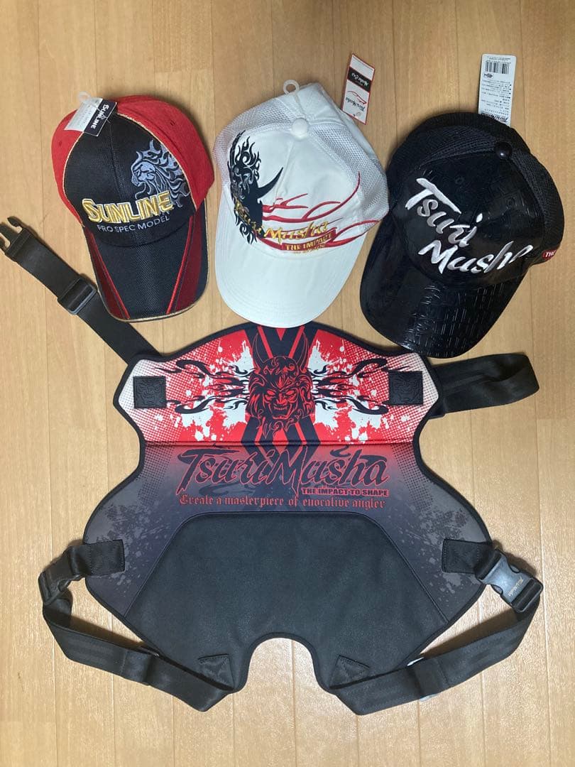 N*-様 釣武者　ヒップガードとキャップのセット　サンラインキャップ付き