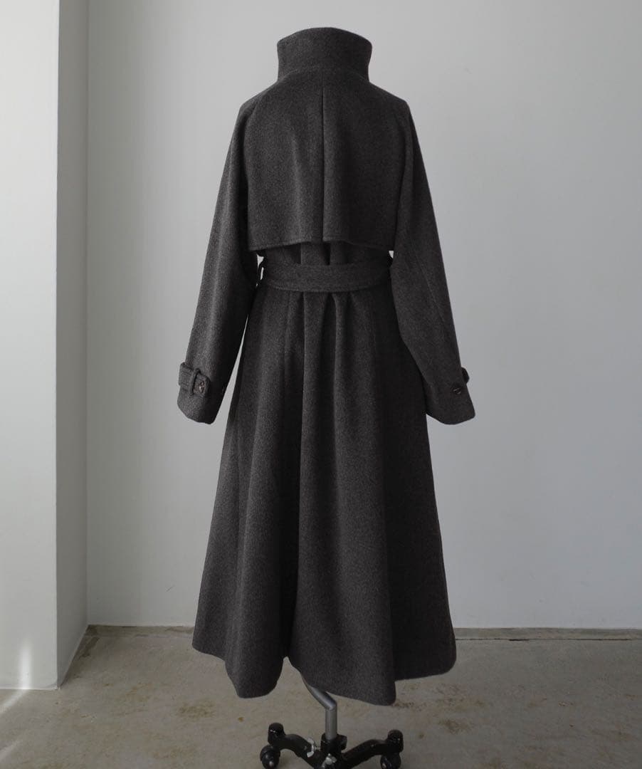 2wayハイネックウールライクウエストシェイプフレアコート