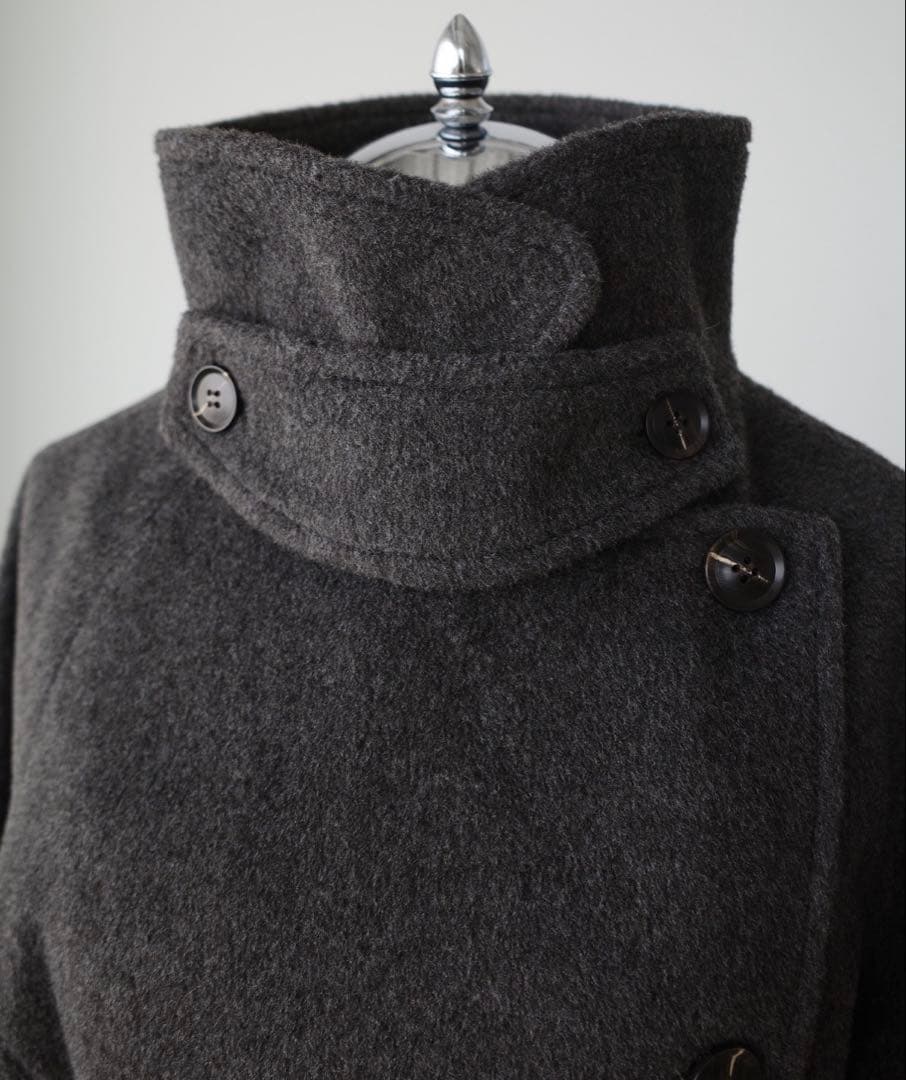 2wayハイネックウールライクウエストシェイプフレアコート