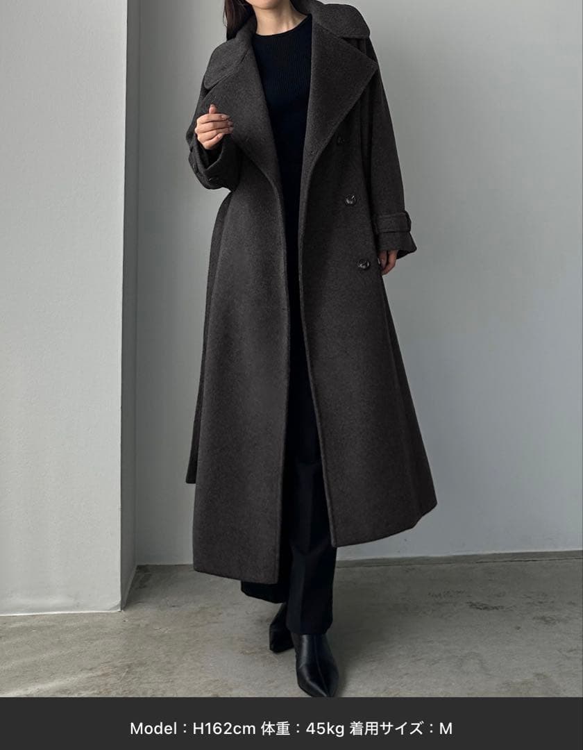 2wayハイネックウールライクウエストシェイプフレアコート