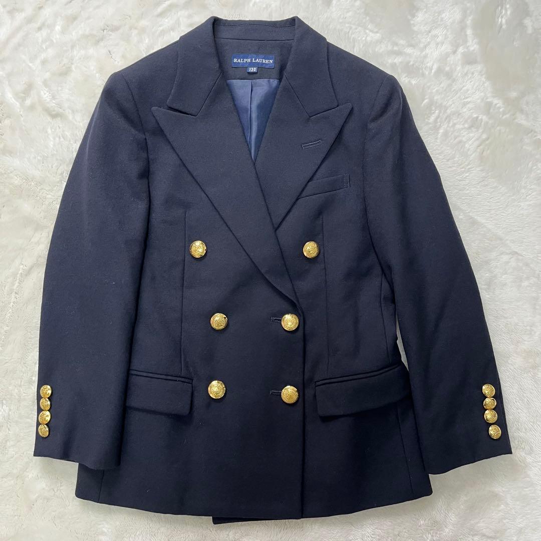 豪華4点✨ラルフローレン130フォーマルセットアップスーツ入学式　紺ブレ金ボタン