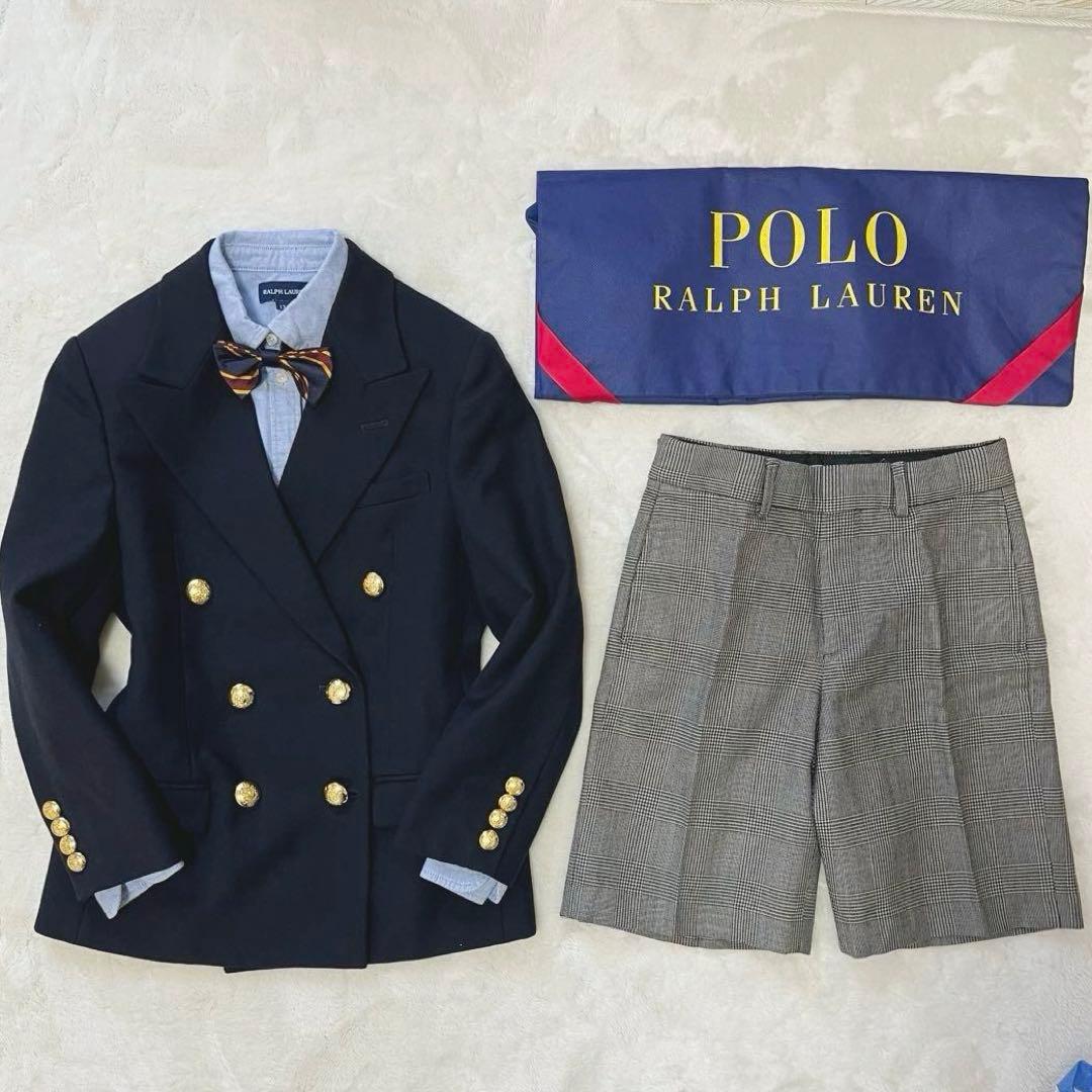 豪華4点✨ラルフローレン130フォーマルセットアップスーツ入学式　紺ブレ金ボタン