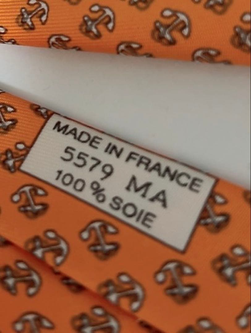 エルメス　HERMES ネクタイ　オレンジ　未使用品　イカリ柄