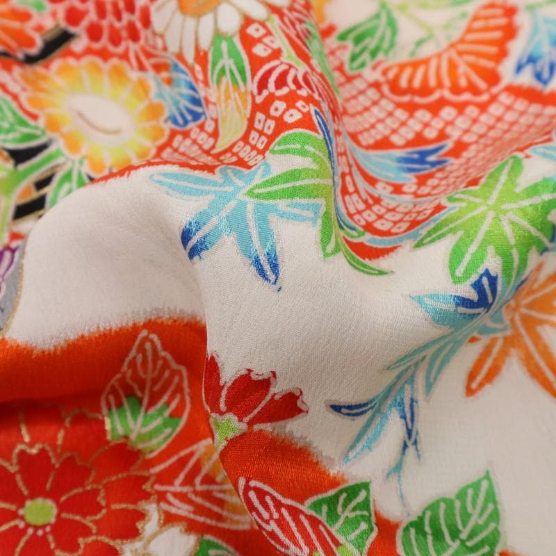 七五三＊女の子　着物単品 三歳 子供 花車模様 白地 正絹 お祝着＊8RS3