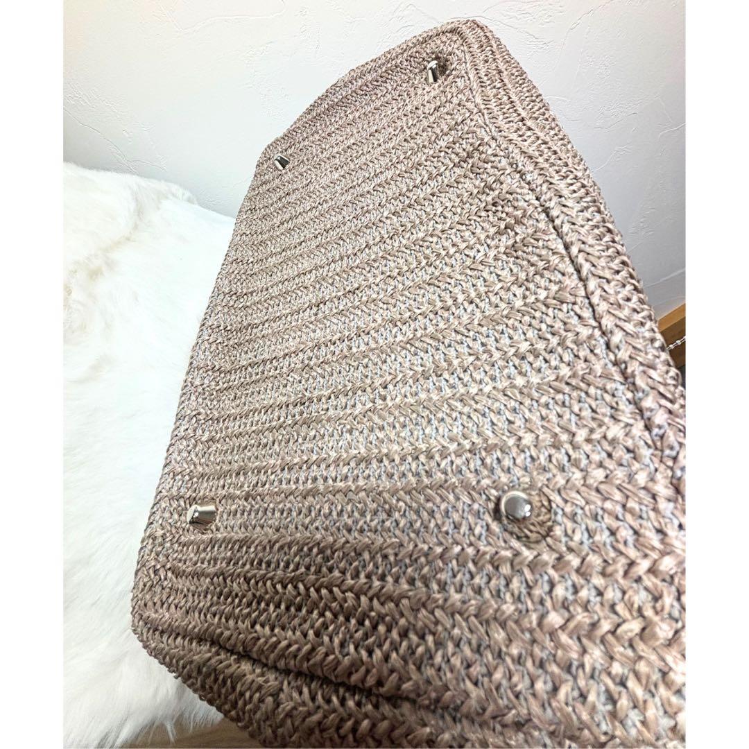 【未使用級】LiSA LiSA リサリサ芦屋 かごバッグ a4 グレー シルバー