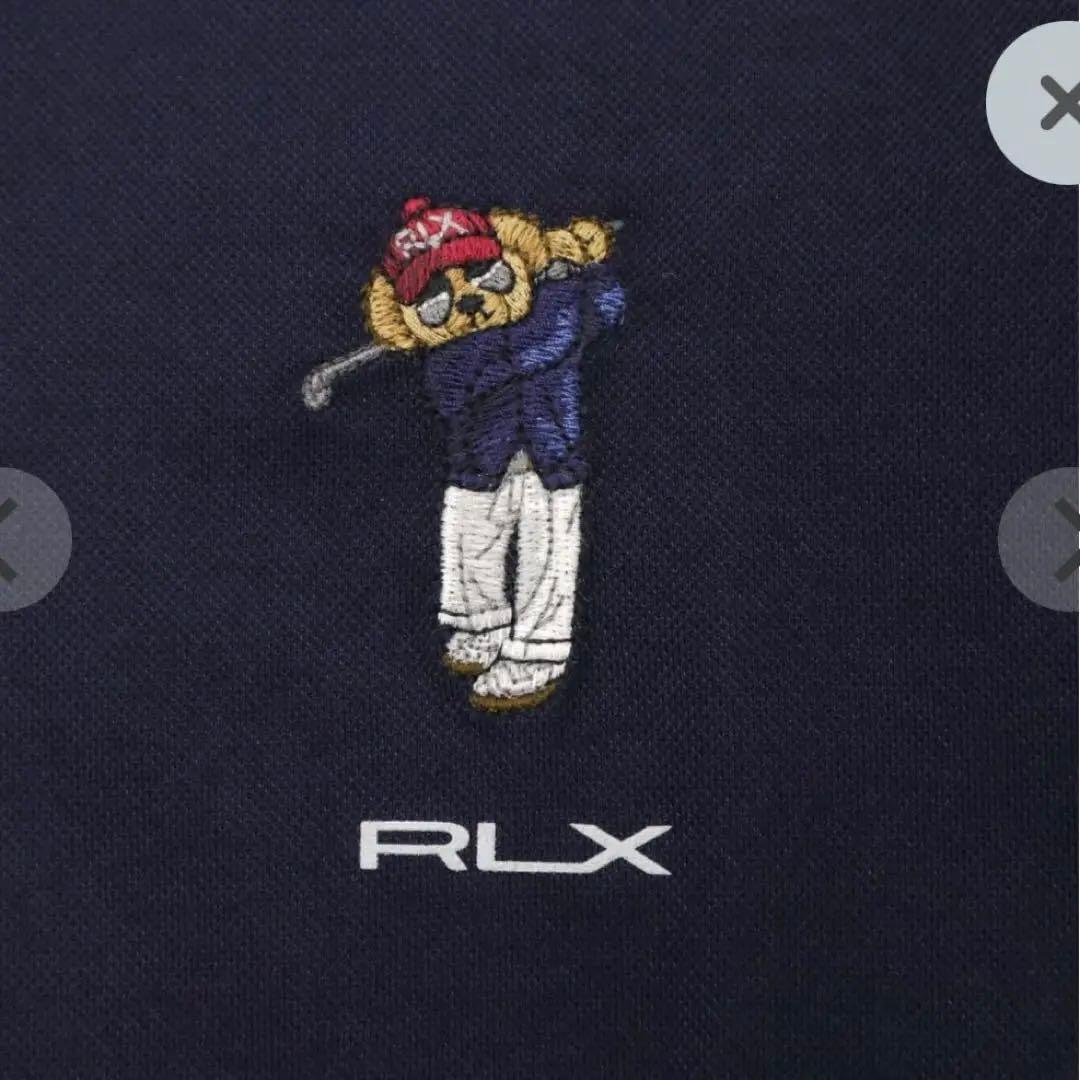 【美品】ラルフローレン RLX 長袖ポロシャツ ポロベア 刺繍 M 紺