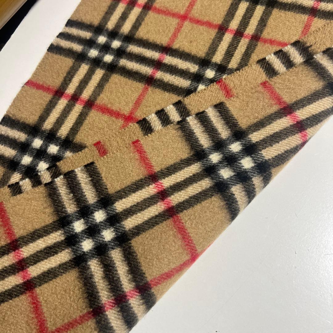 ①BURBERRY 100%カシミヤ チェックマフラー 美品
