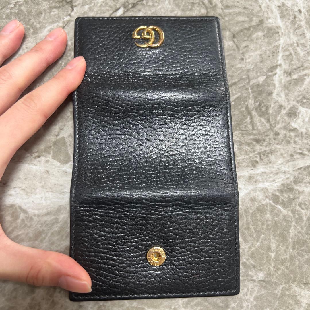備品格安　Gucci 黒 レザー キーケース ダブルG キーケース
