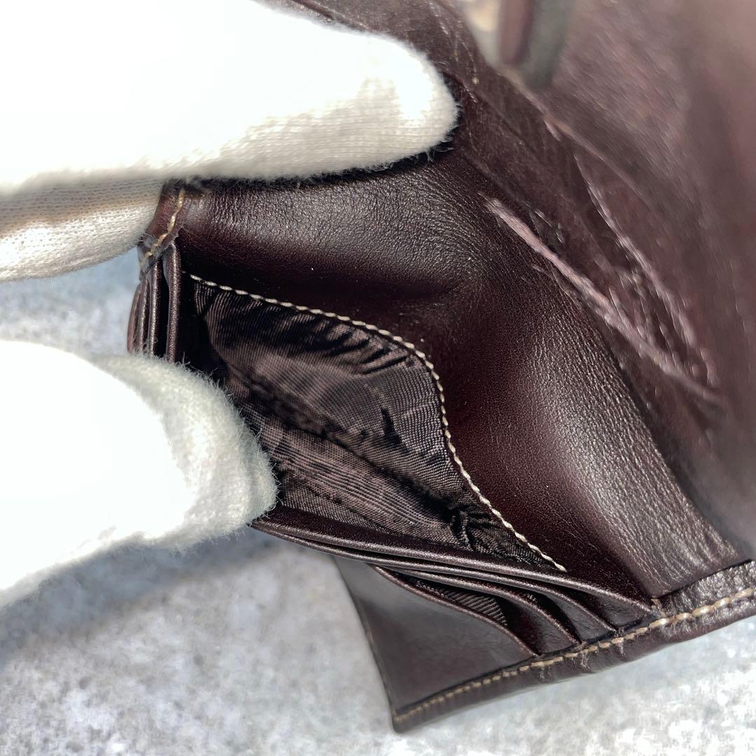 GUCCI グッチ 二つ折り財布 バンブー カーフ キャンバス ゴールド金具