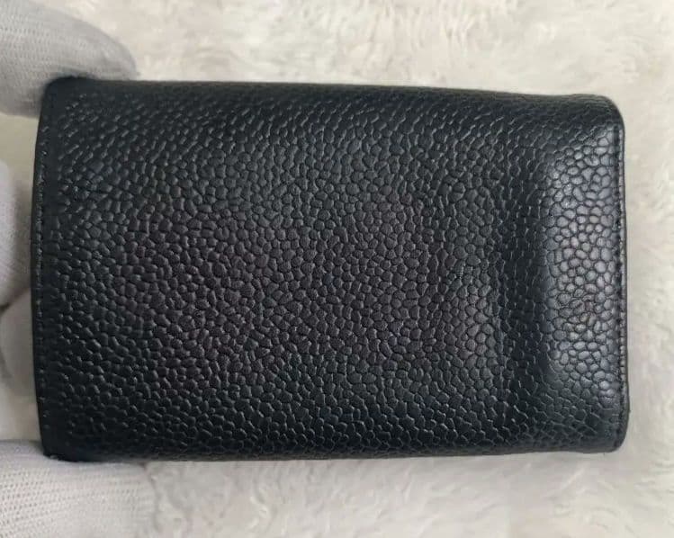 (A)CHANEL キャビアスキン レザー キーケース ブラック 6連