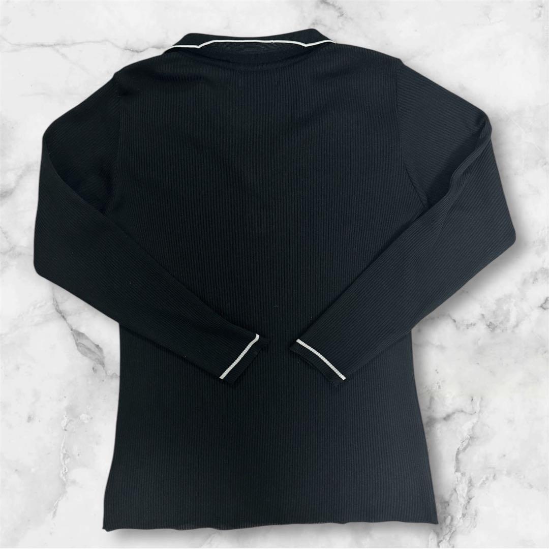 CHANEL ブラックリブポロシャツ 長袖